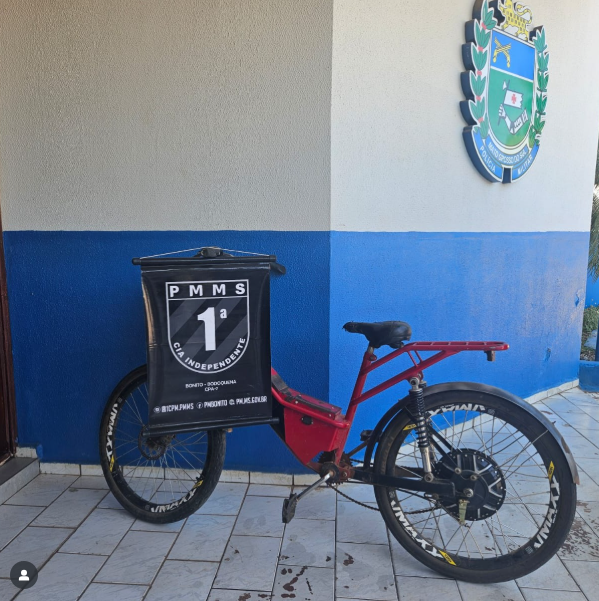 Polícia Militar recupera bicicleta elétrica furtada e encaminha suspeito à Delegacia de Bonito